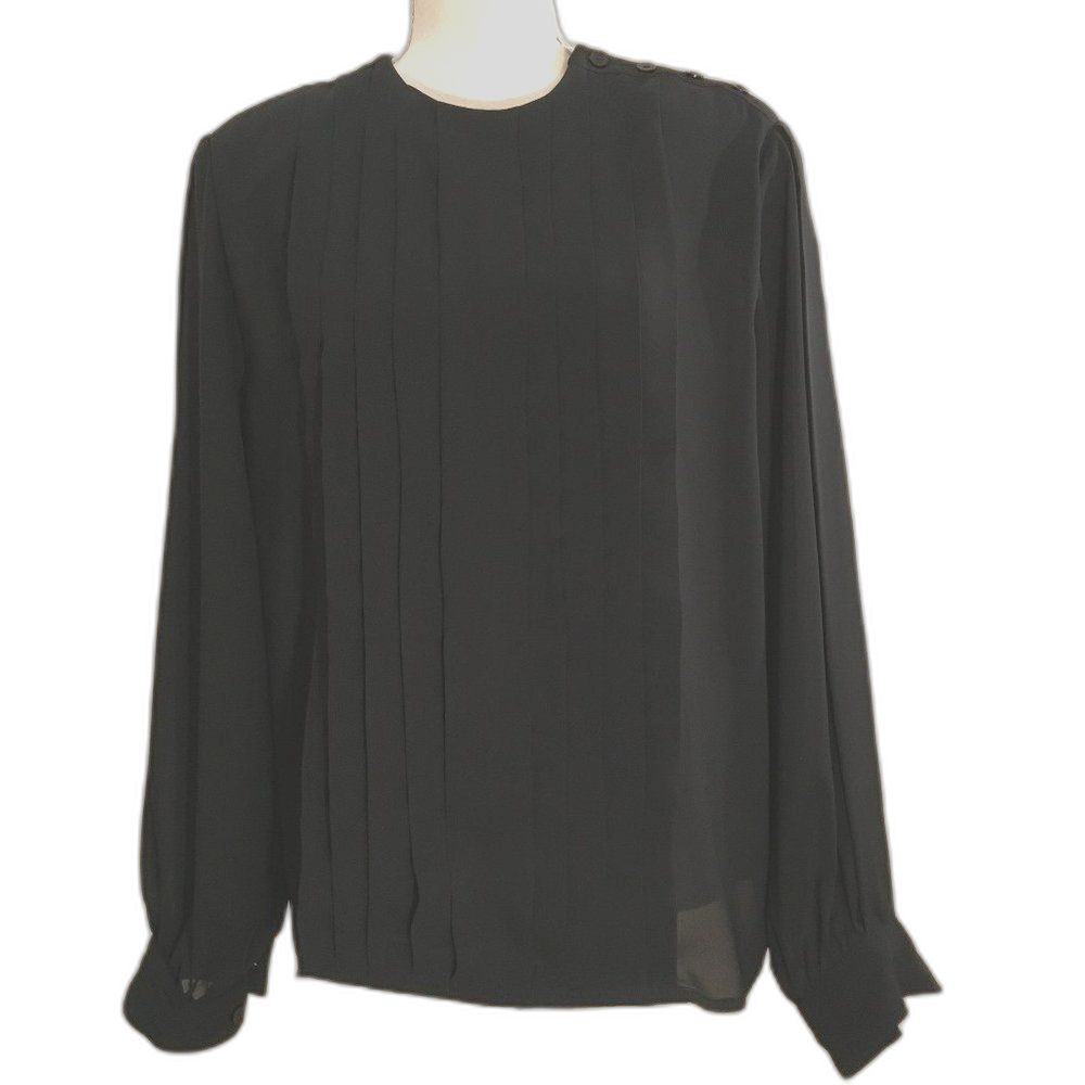 Long Sleeve Women's Blouse Pleated Front Gathered Back with Yoke